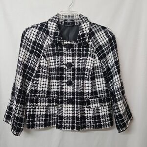 Womens Briggs New York Petite Plaid Tweed Blazer Clueless Preppy Office Corpcore